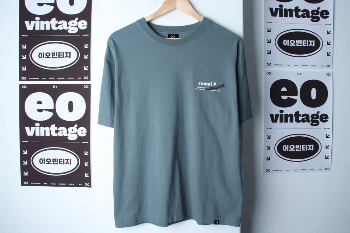 (L-XL) 카멜워크 반팔 티셔츠 캠핑 그린 올드스쿨-H3H33863 상품이미지2