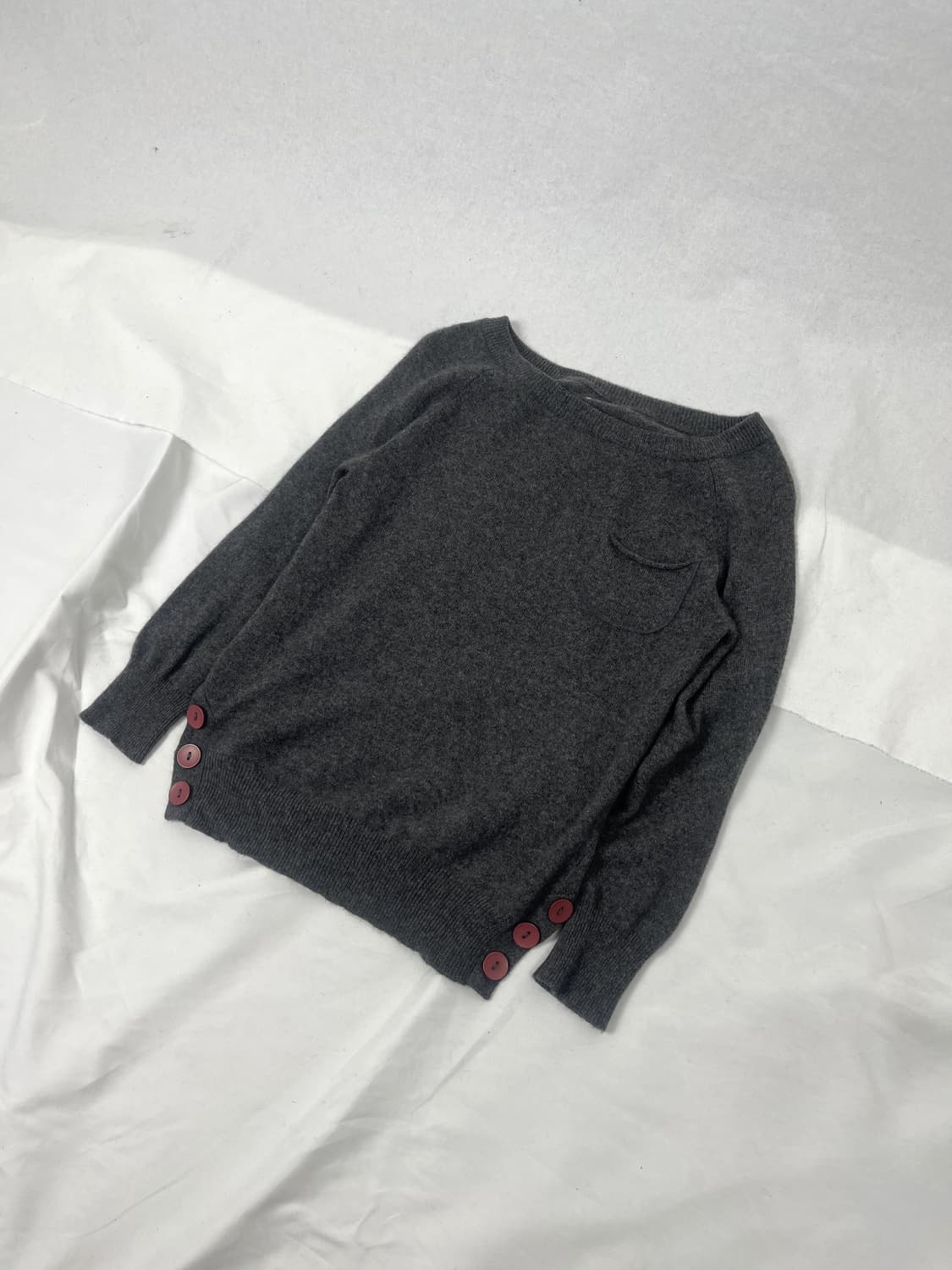 100% Cashmere 회색 포켓 니트 상품이미지1