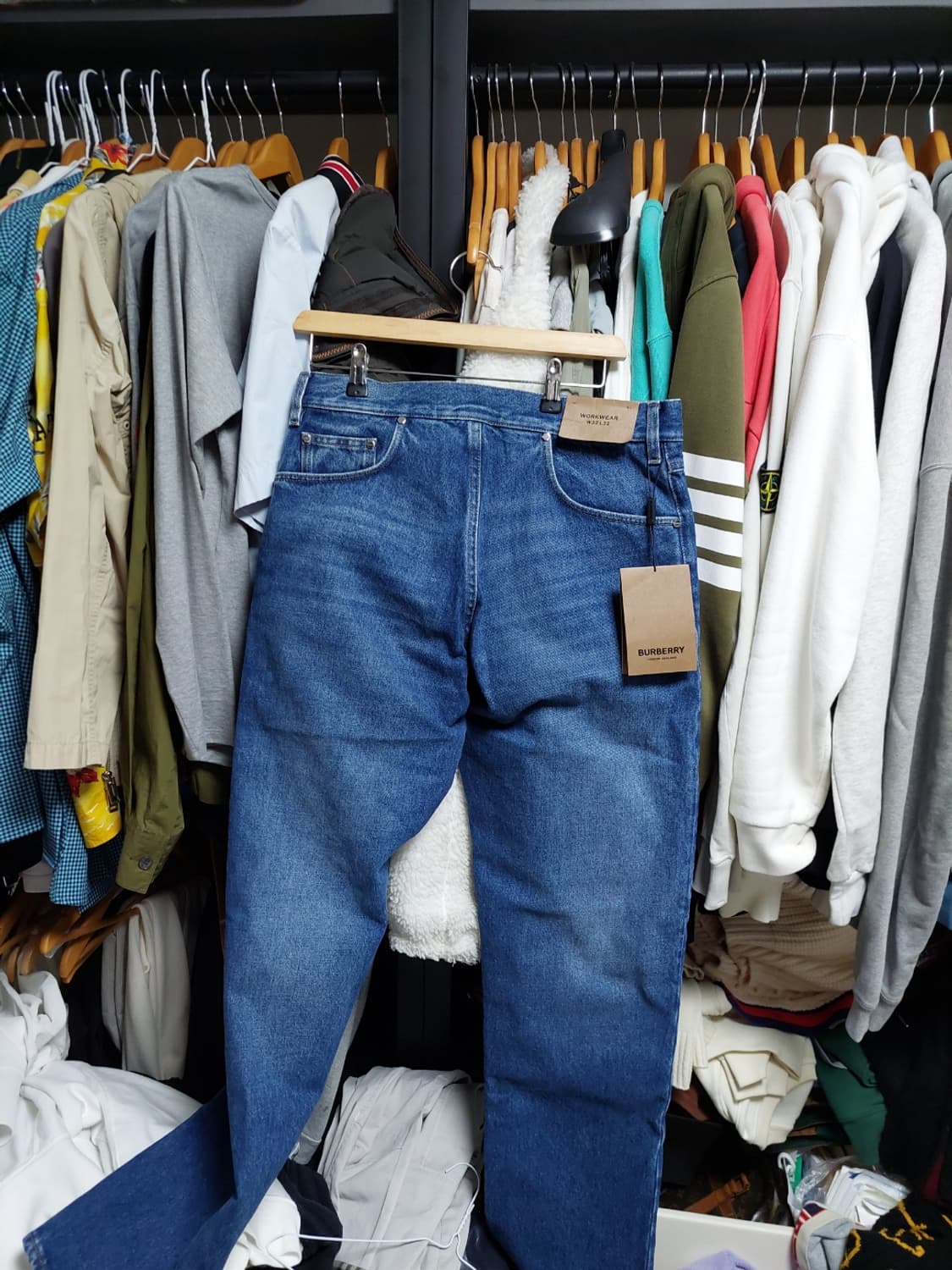 버버리 런던 로고패치 백투프론트 데님 청바지 w32 새제품 상품이미지7