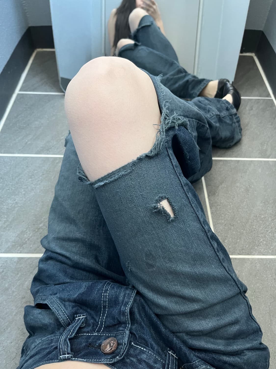 Vintage 디스트로이드 데님 팬츠 상품이미지1