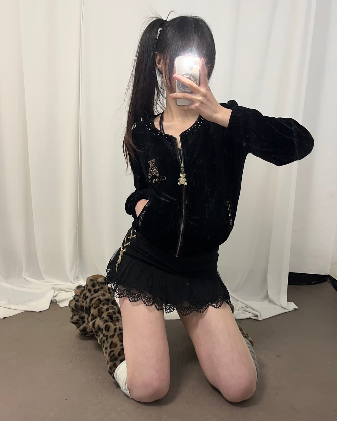 테디베어 벨벳 큐빅 집업 상품이미지6