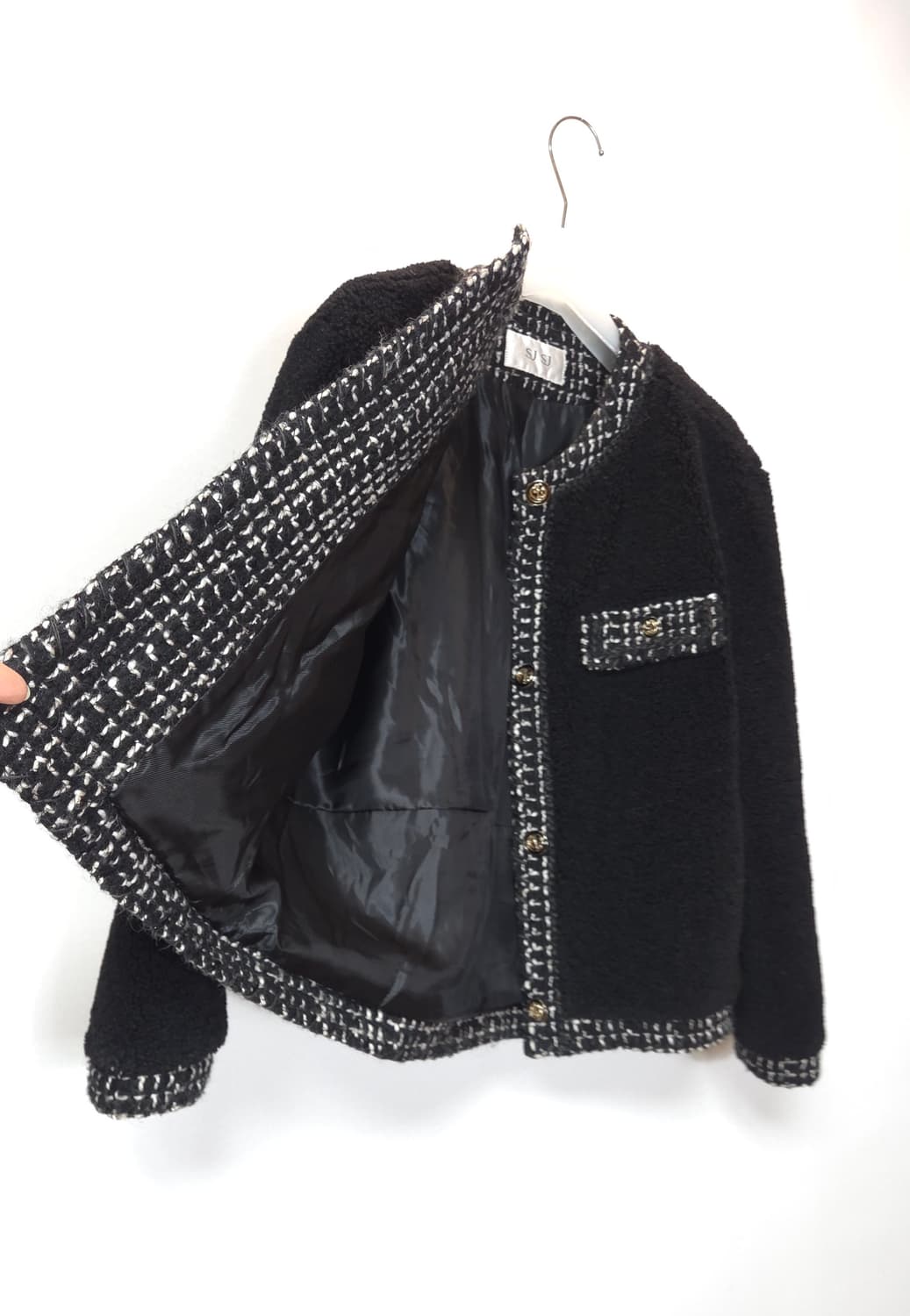 한섬 SJSJ 2021 트위드 배색 부클 자켓 44~66 상품이미지8