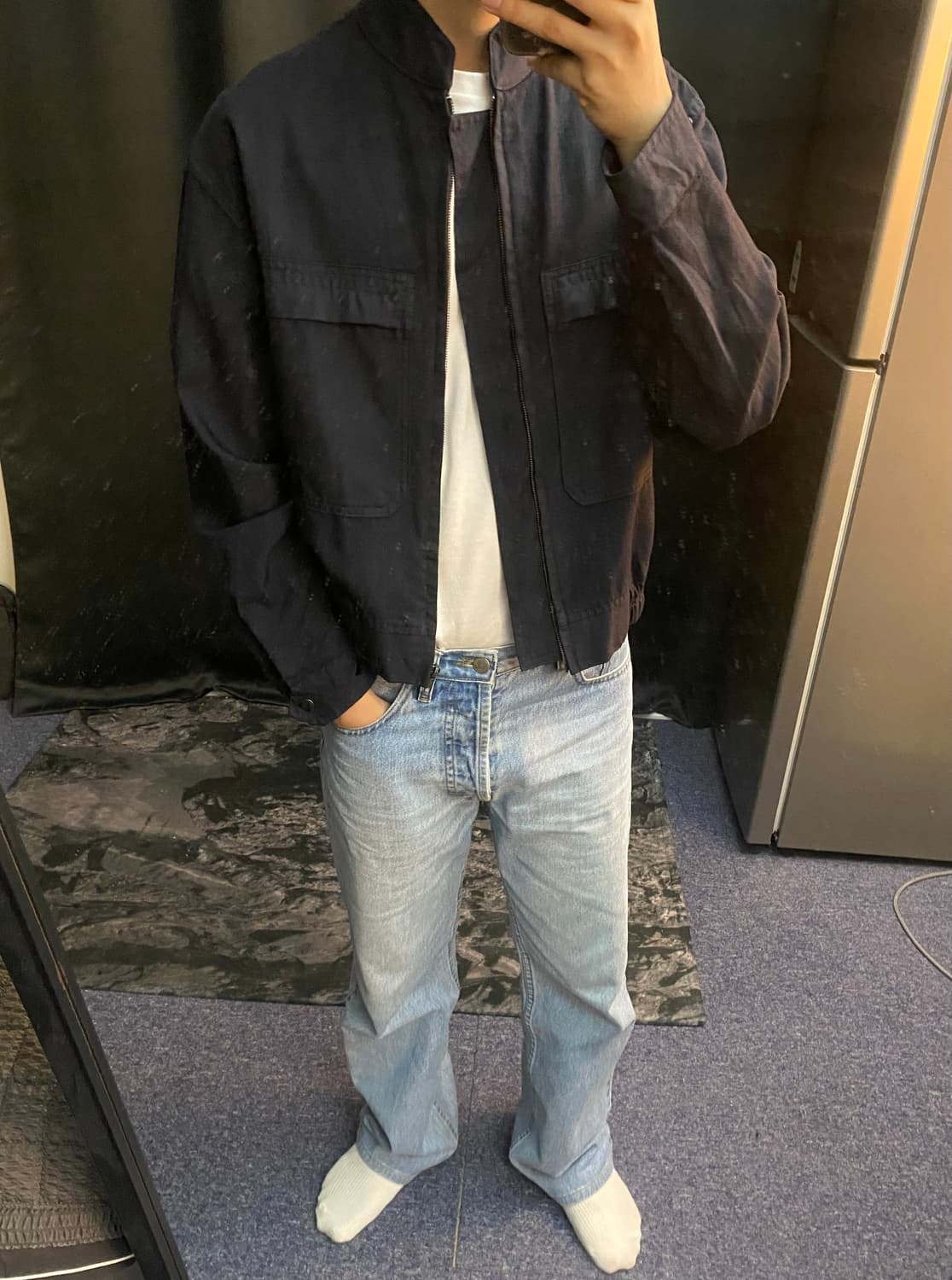 준야와타나베 스탠드칼라 밀리터리 블루종 상품이미지1