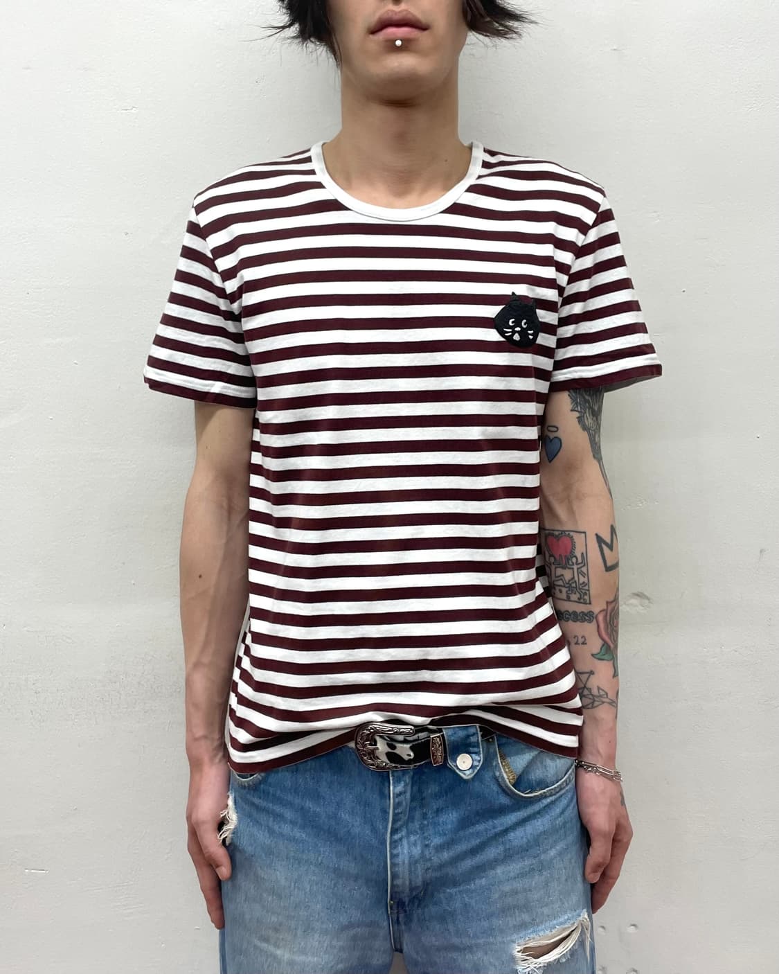 ne-net brown striped cat T-shirt 상품이미지1