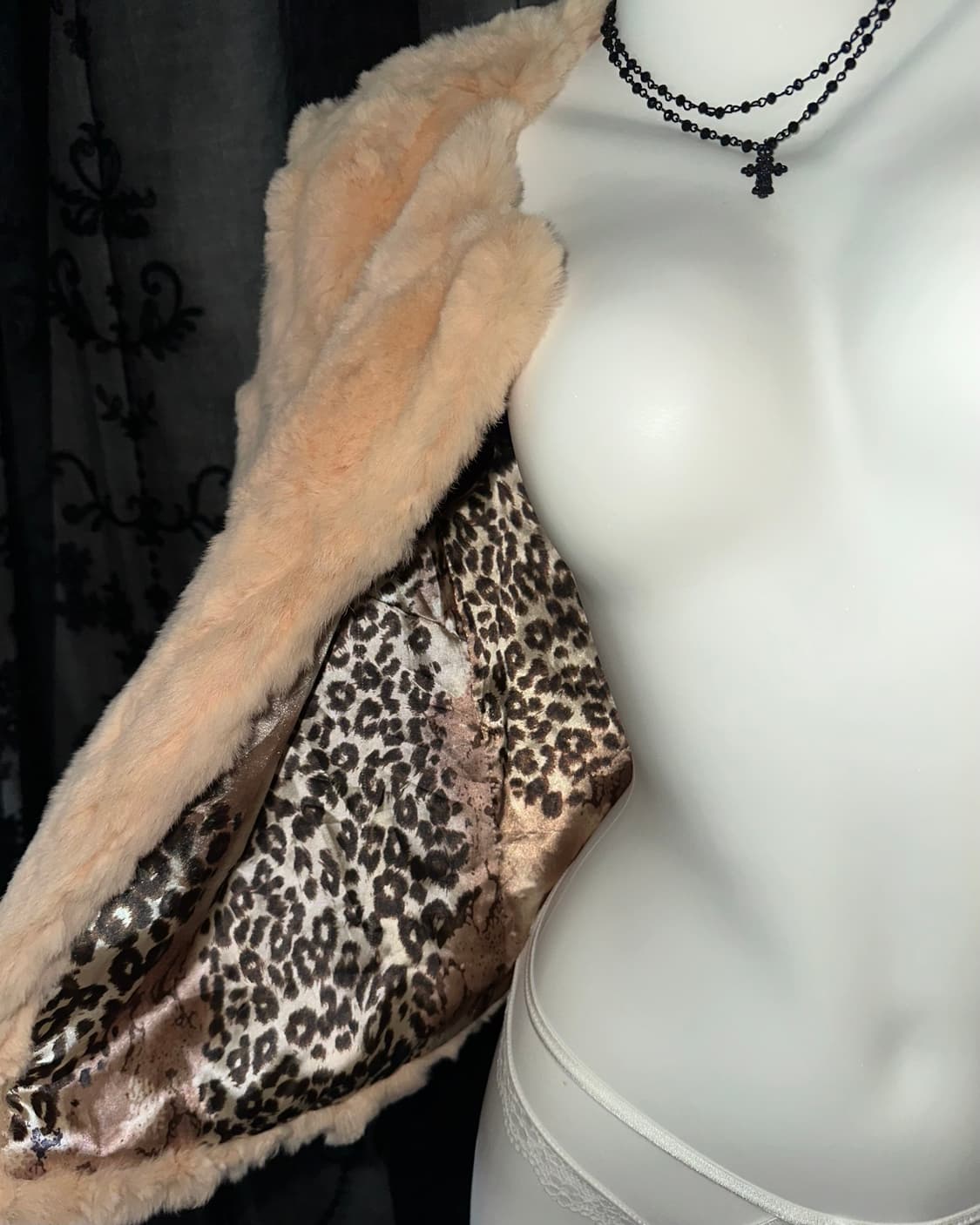 Coral pink rabbit fur jacket 상품이미지4