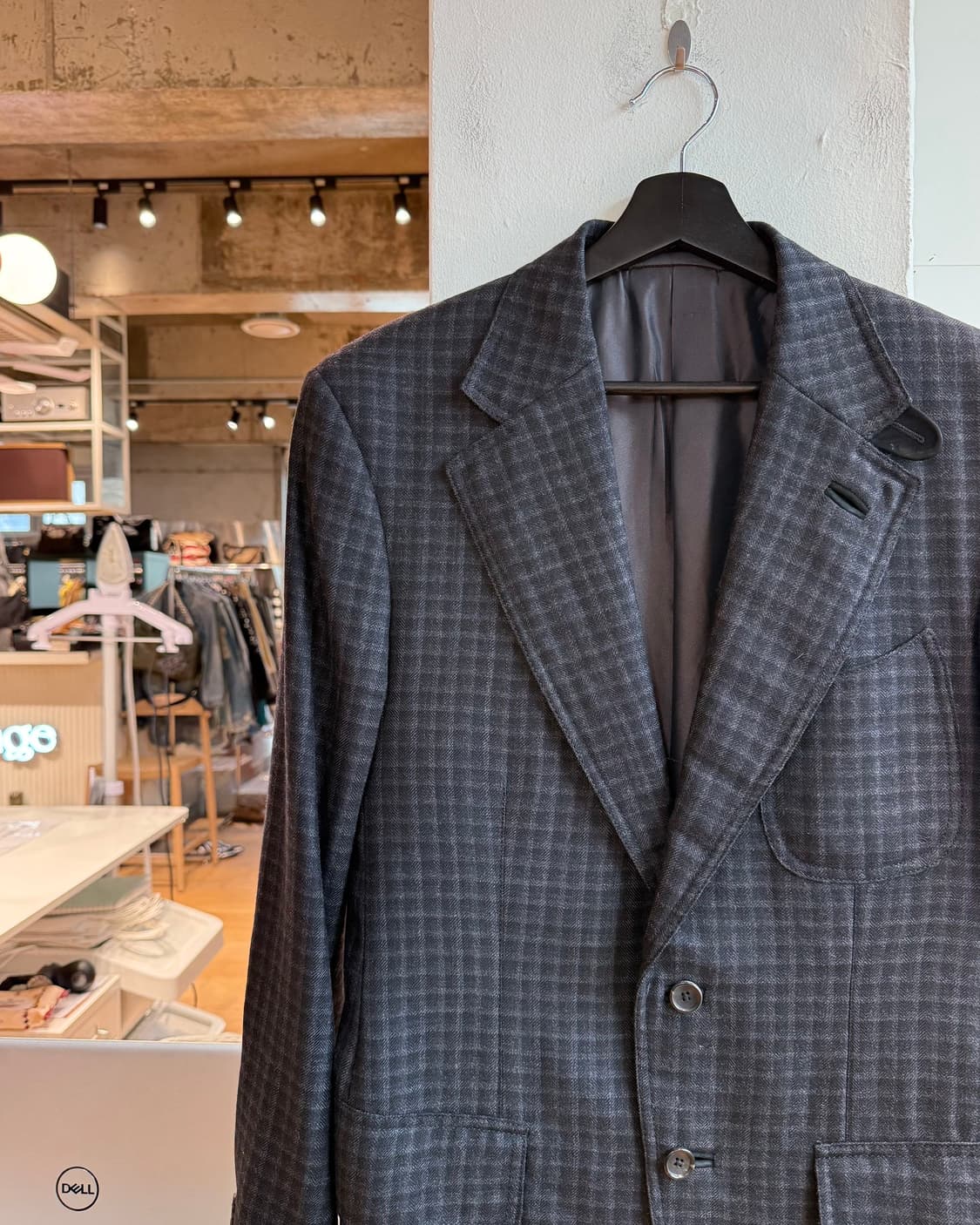 톰포드 블랙 윈도우페인 체크 패턴 울 블레이저 자켓  상품이미지4