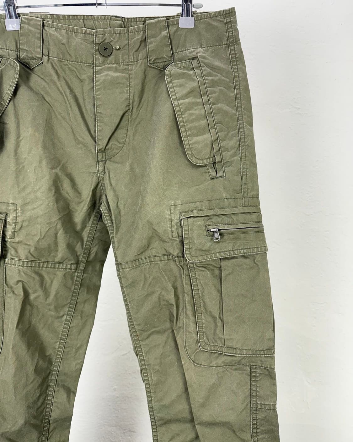 디젤 가먼트 워시드 그린 버튼 플라이 워크 카고 팬츠 상품이미지3