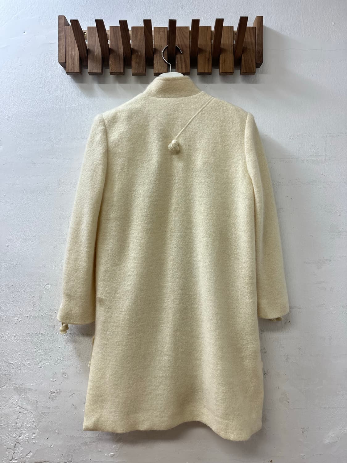 일본빈티지 폼폼 방울 포인트 울 아이보리 코트 상품이미지6