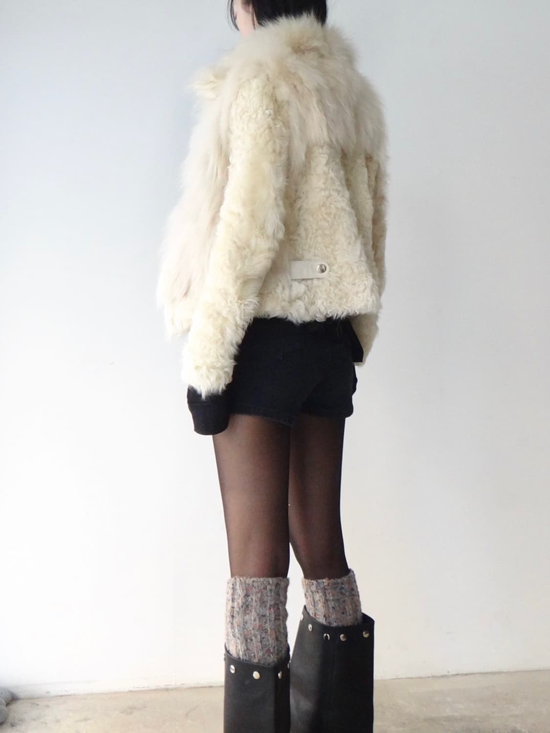 Curly fur strap jacket / ivory 상품이미지8