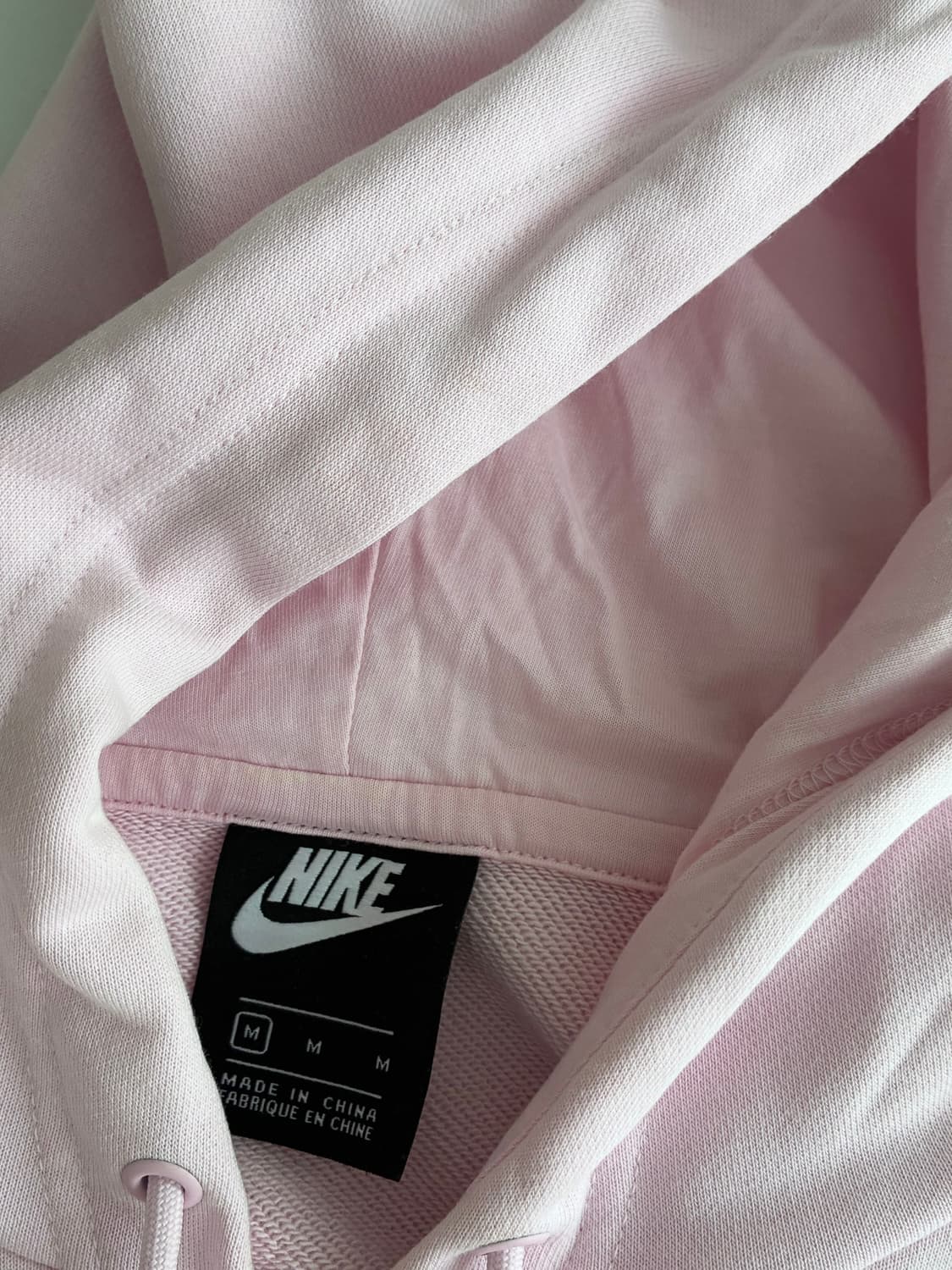M) 나이키 스우시 크롭 후드 티셔츠 베이비핑크 상품이미지5
