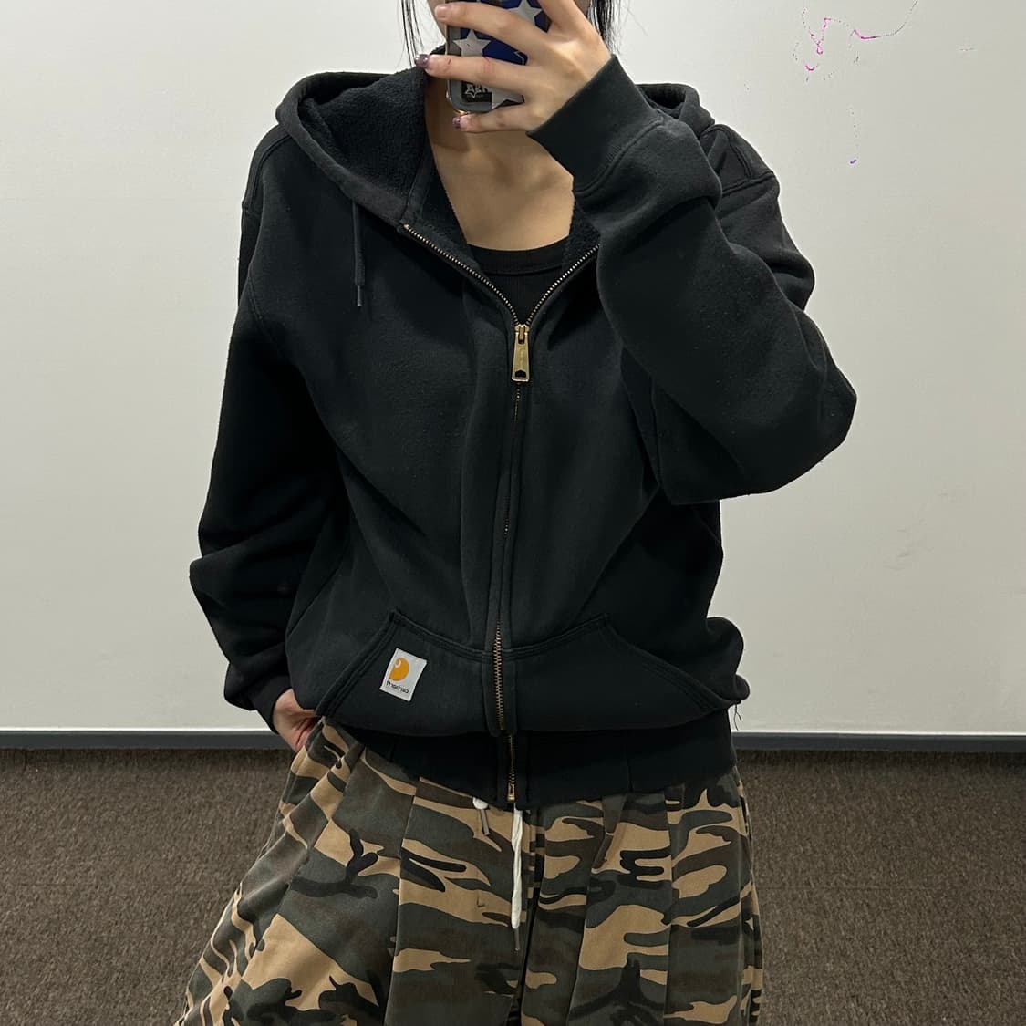 Carhartt 칼하트 오리지널핏 블랙 후드집업 상품이미지1