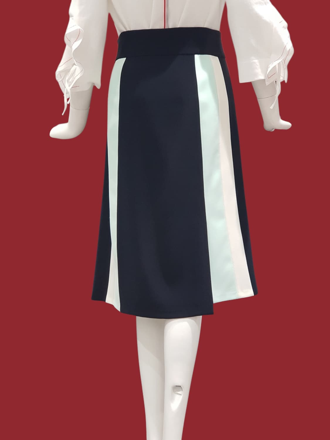 한섬 세컨플로어 컬러 배색 H라인 미디스커트 66 상품이미지3