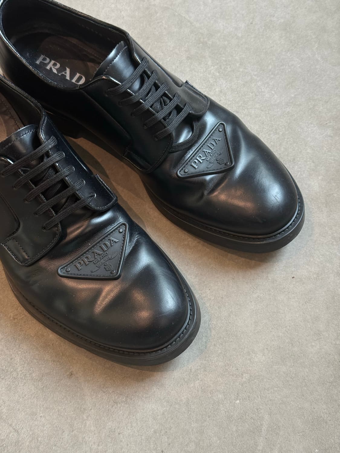 [8.5] PRADA Brushed Leather Derby Shoes 상품이미지1