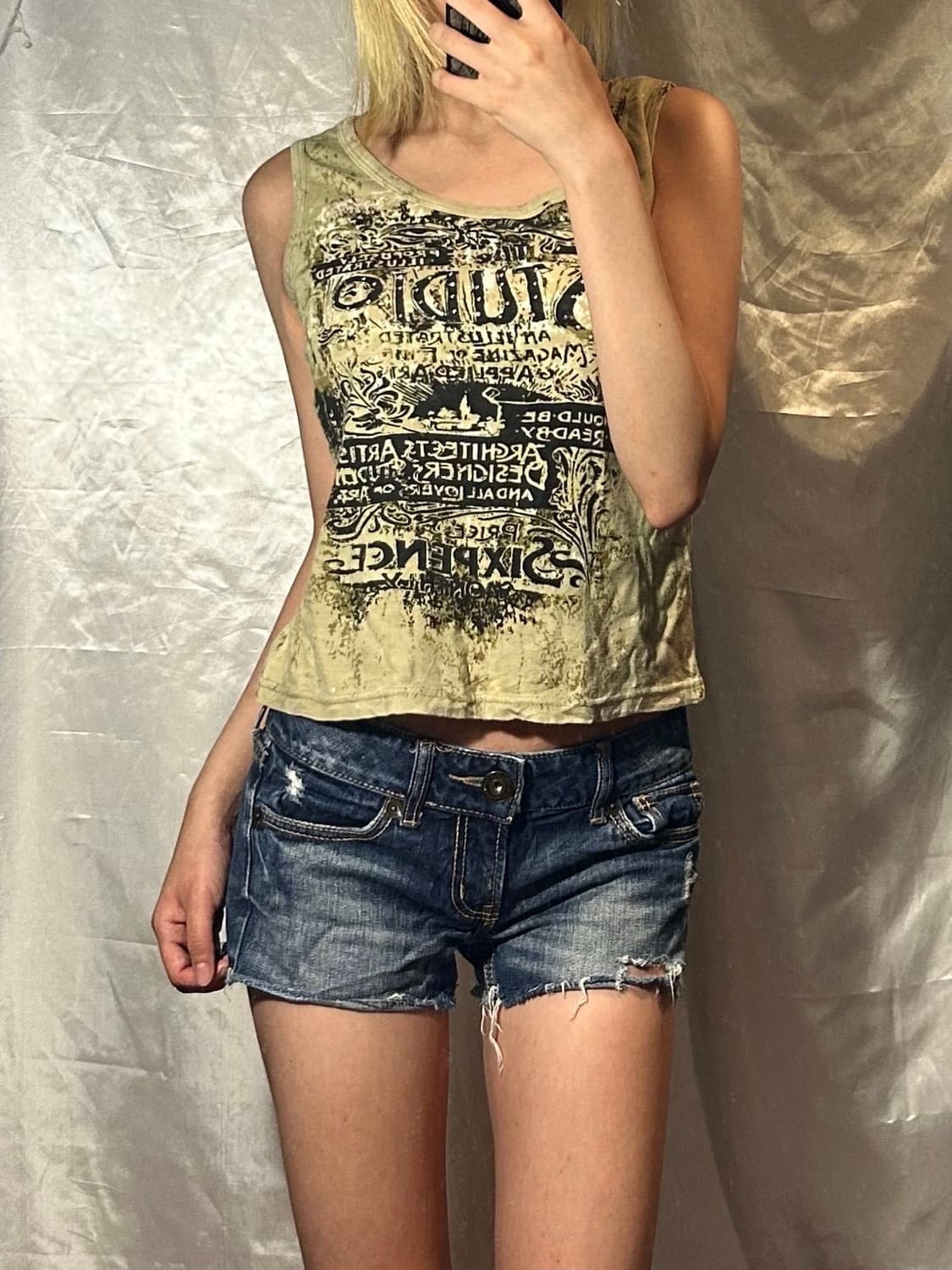punk cubic detailed y2k sleeveless 상품이미지1