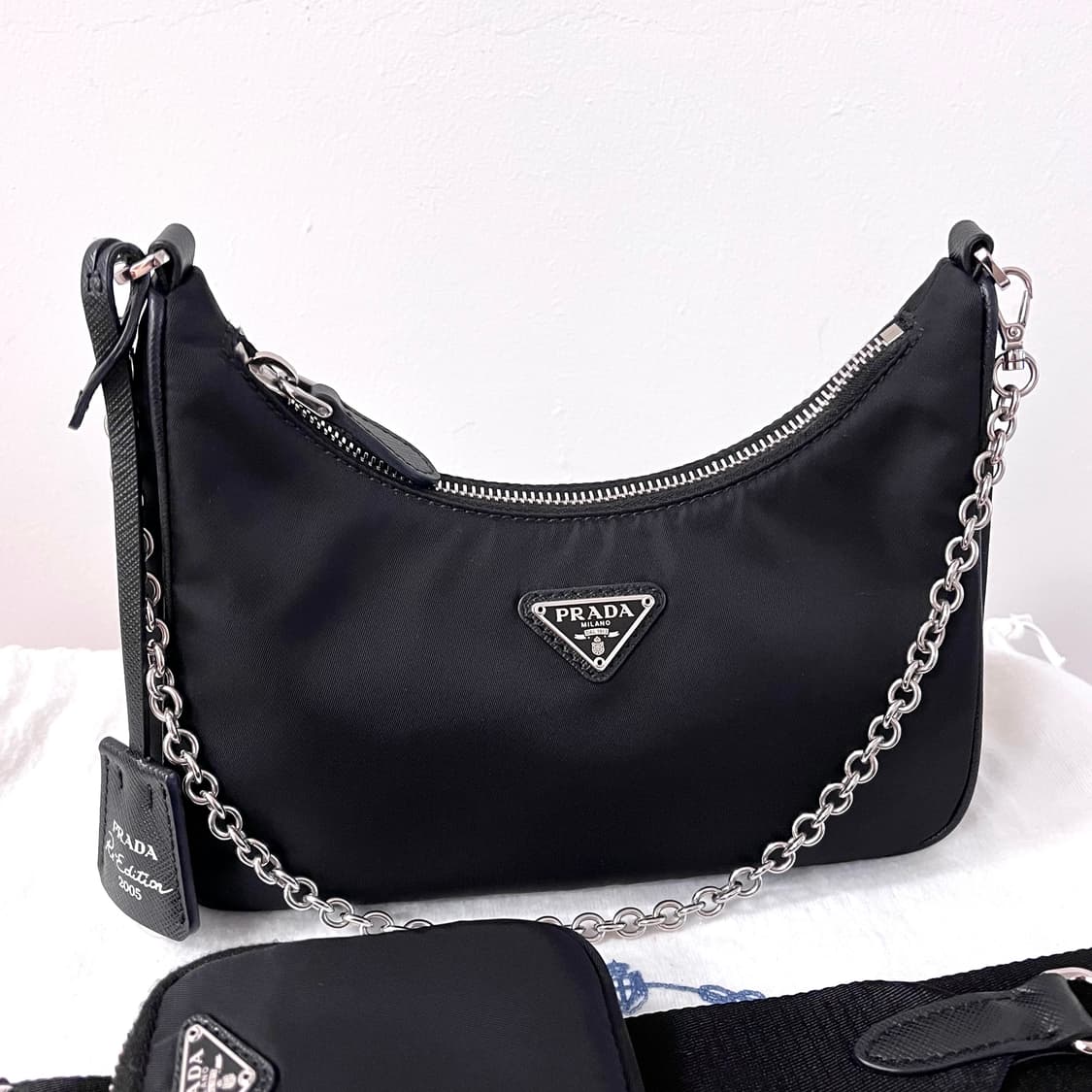 [S급/정품] 프라다 테수토 사피아노 2005 호보백 가방 블랙 상품이미지3