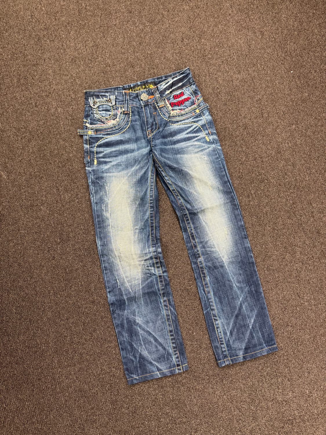 24)레드페퍼 빈티지 Y2K 패치 로우라이즈 데님팬츠 상품이미지1
