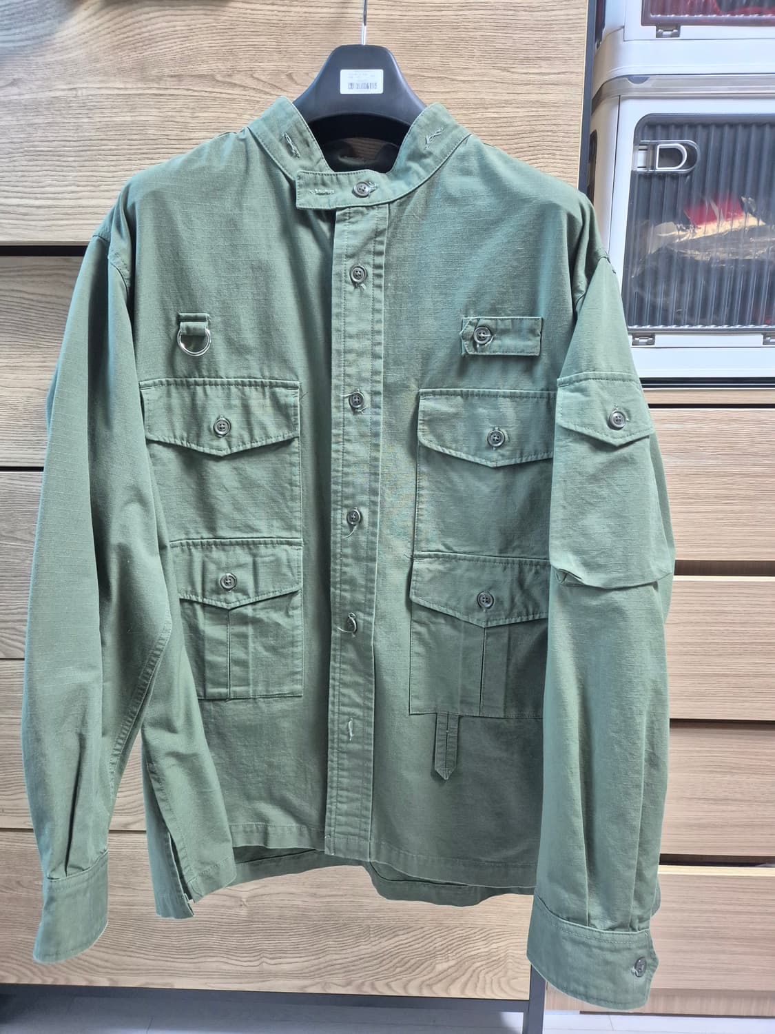 엔지니어드가먼츠 피싱 오버 셔츠 올리브 코튼 립스탑 L 상품이미지1