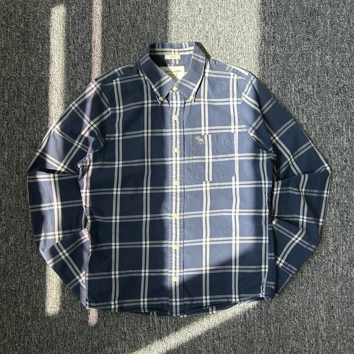 아베크롬비 체크 패턴 네이비 셔츠 상품이미지1