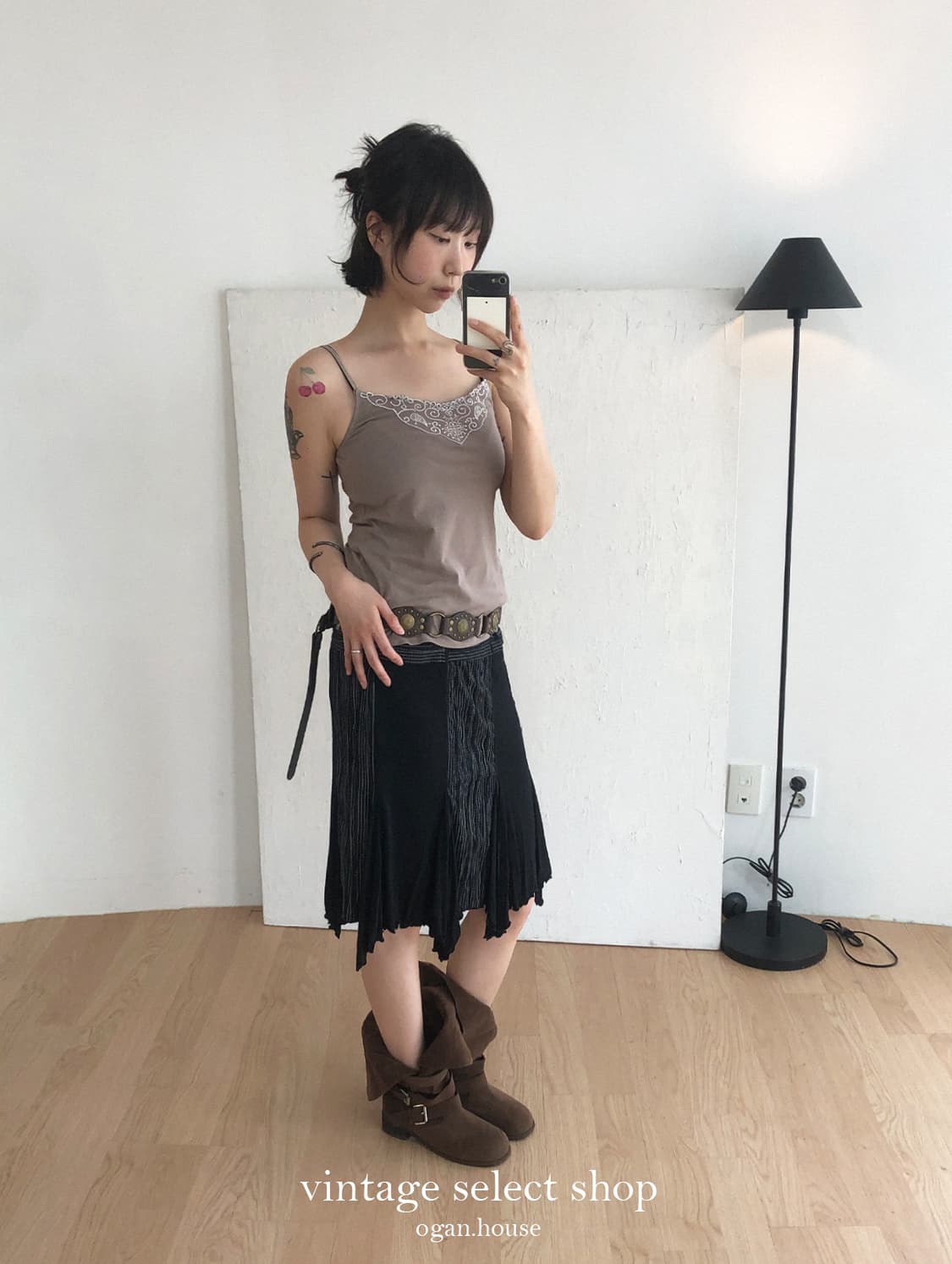 vintage mocha embroidery cami top 상품이미지2