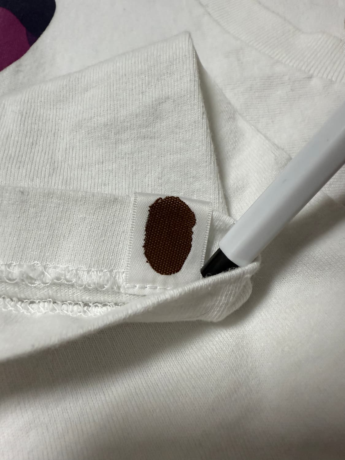 베이프 빅 에이프 헤드 티셔츠 화이트 퍼플 XL 상품이미지4