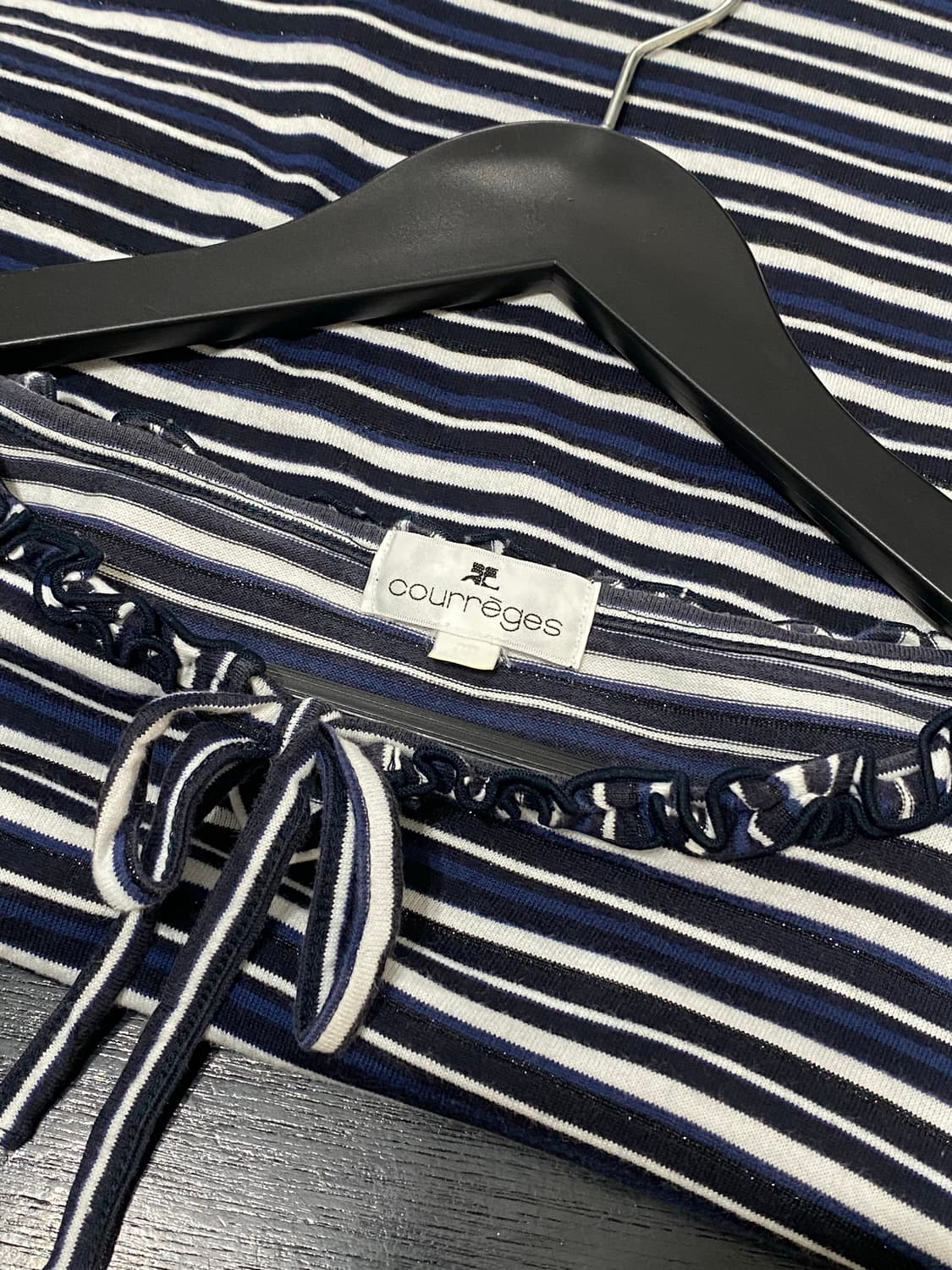 Courreges 프릴리본 디테일 스트라이프 7부 슬리브 상품이미지7