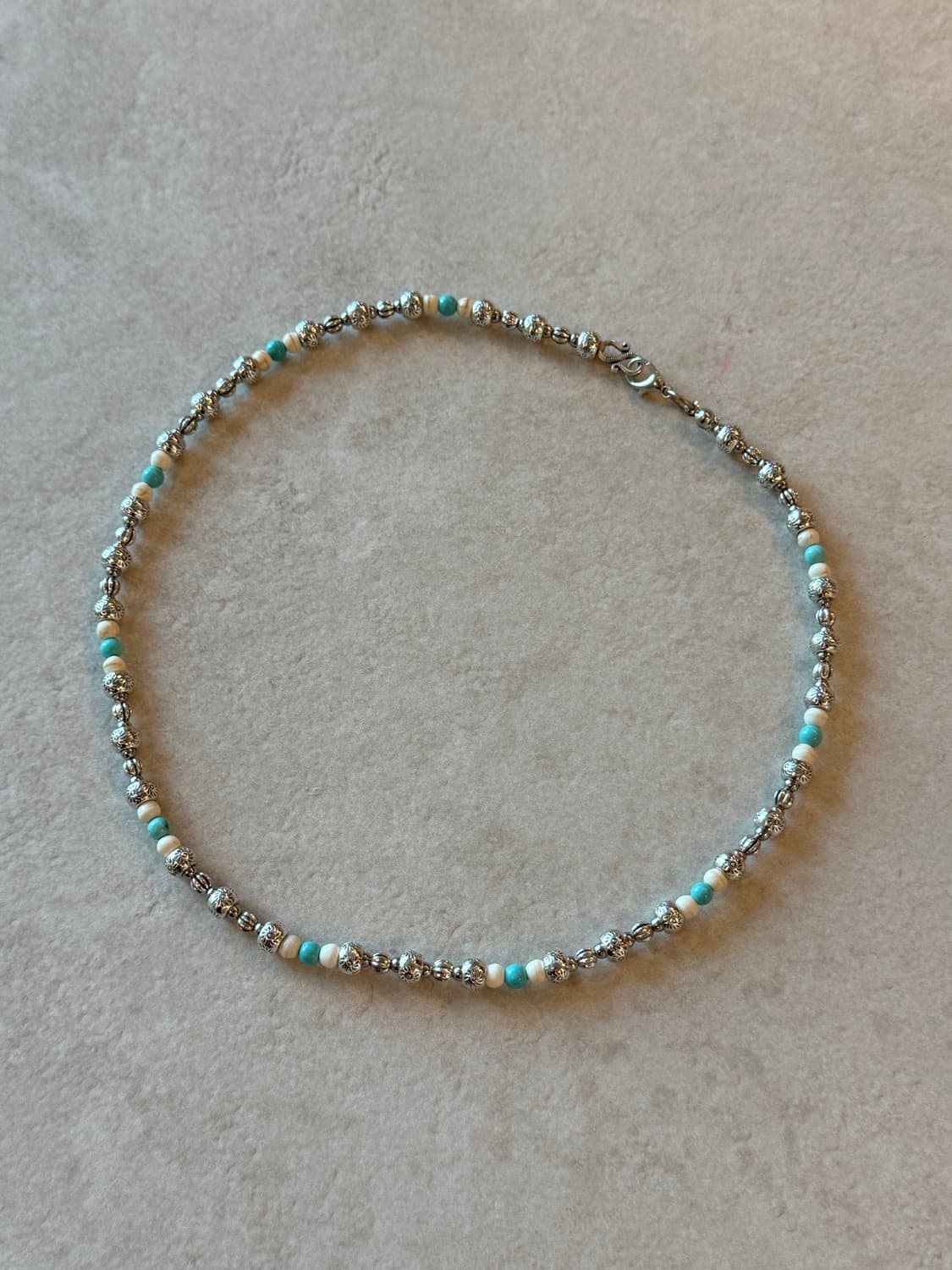 실버 산호석 터키포인트 레이어드 목걸이 상품이미지1