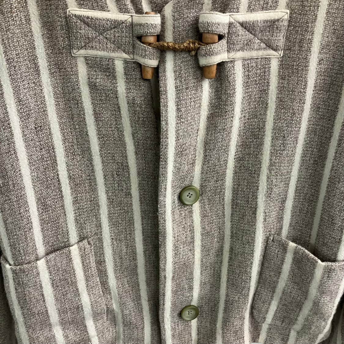 이세이미야케 플랜테이션 스트라이프 토글 버튼 자켓 M 상품이미지4