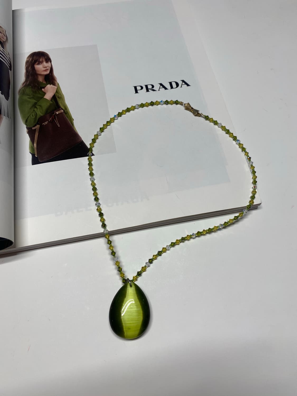 빈티지 그린 물방울 팬던트 비즈 목걸이 상품이미지6