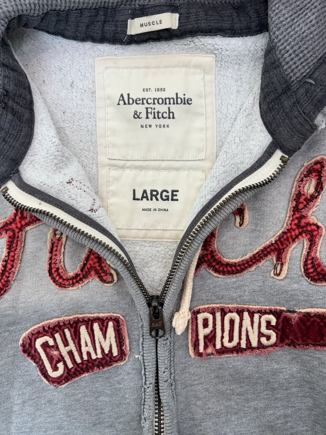 아베크롬비 후드집업 그레이 버건디 상품이미지4