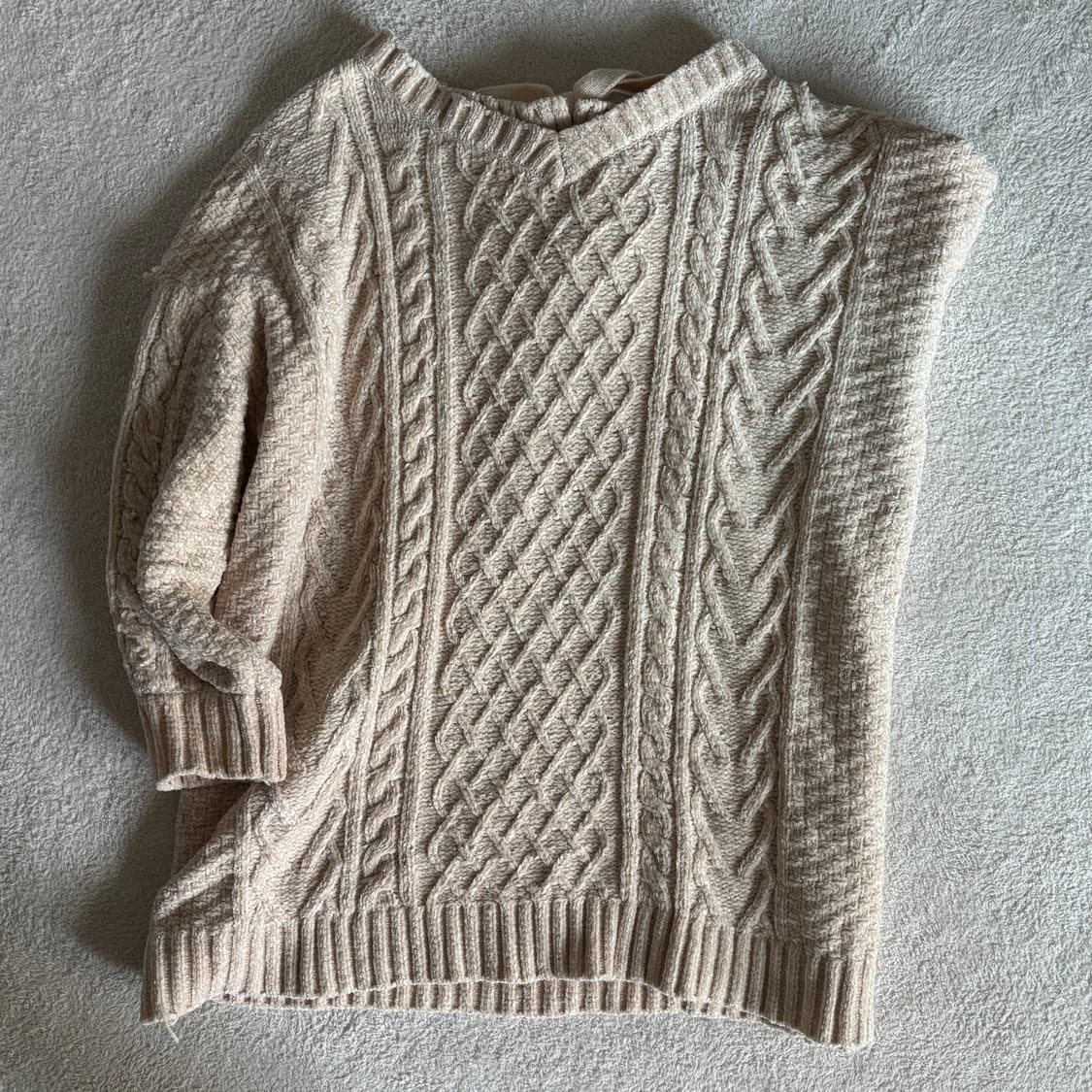일본빈티지 리본포인트 아이보리 반소매 니트 상품이미지6