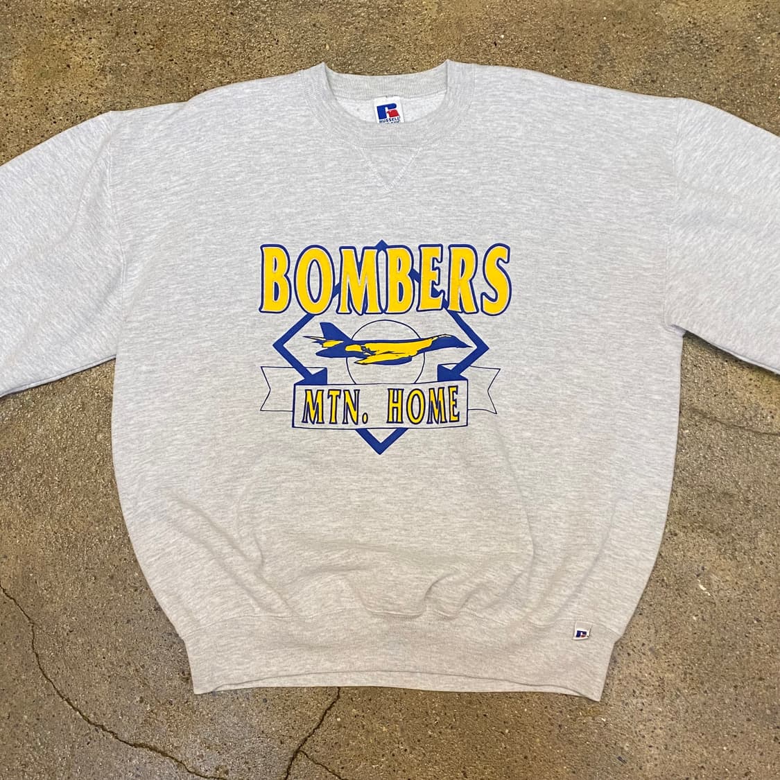 미국 빈티지 러셀 bombers 프린팅 멜란지 그레이 맨투맨 상품이미지2