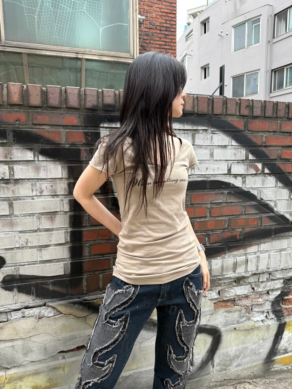 GOA 슬림 실루엣 코튼 티셔츠 상품이미지6