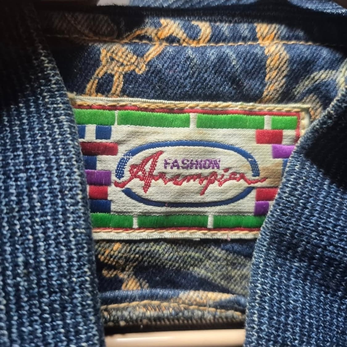 80's 체인 프린팅 탈론 지퍼 빈티지 데님 워크 집 자켓 상품이미지4