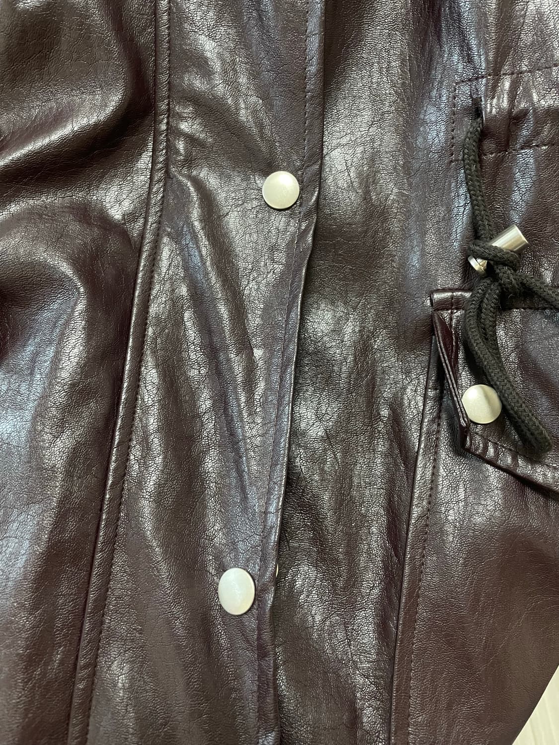 버건디 페이크레더 사파리 자켓 상품이미지3