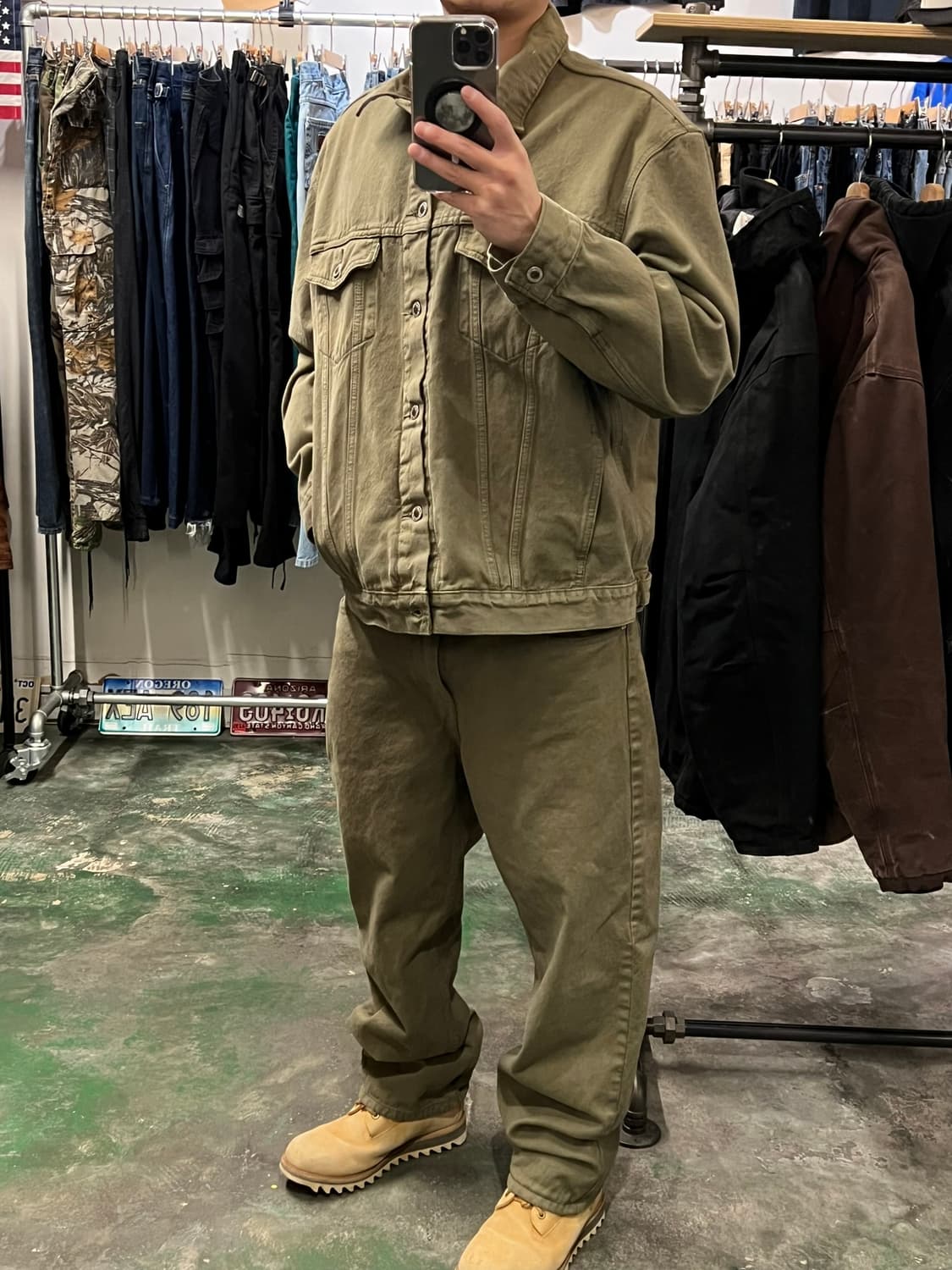 [32x32] 리바이스 실버탭 루즈 데님 팬츠 올리브 카키 상품이미지2