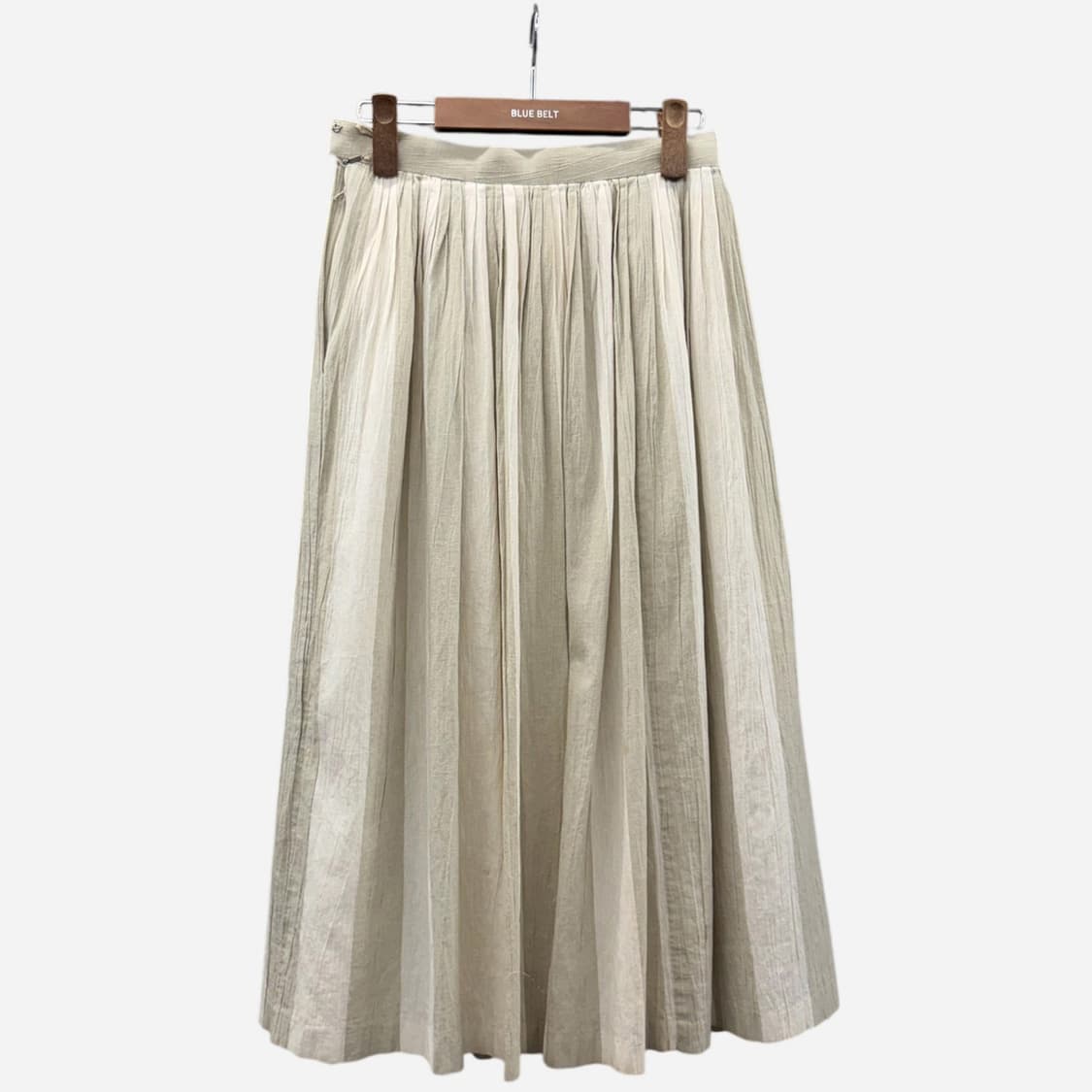JPN VINTAGE 미디 플레어 스커트 린넨 투톤라인 디테일 아이보리 상품이미지1