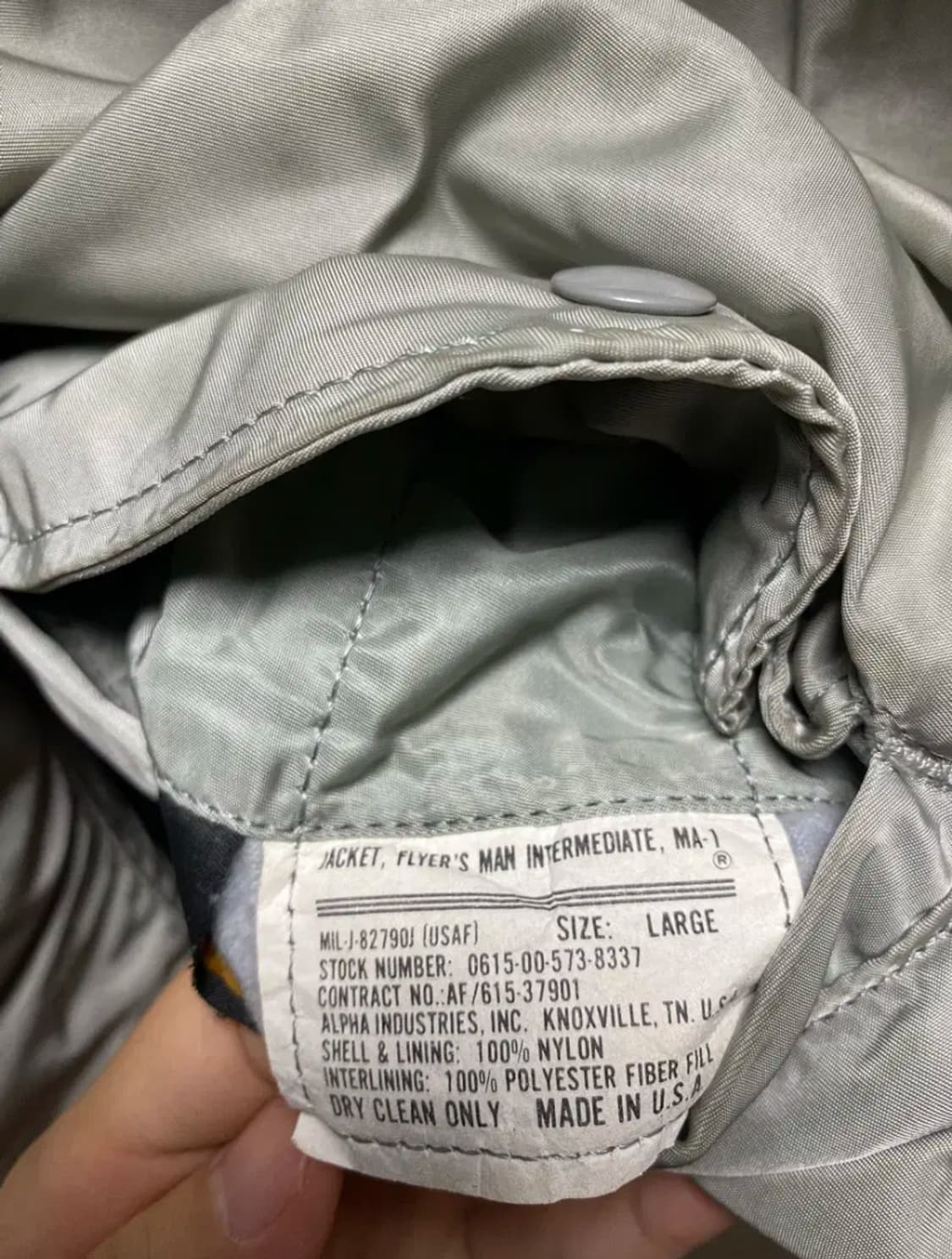 L) 90s USA 알파사 ma1 그레이 상품이미지3