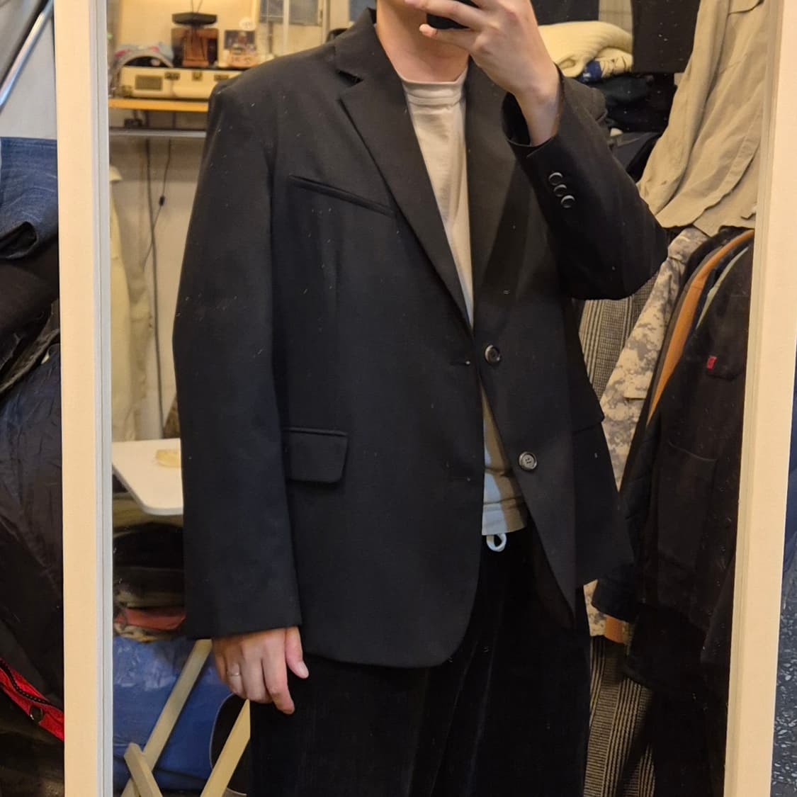 M(착샷잇음) 블랙 오버핏 블레이져  상품이미지4