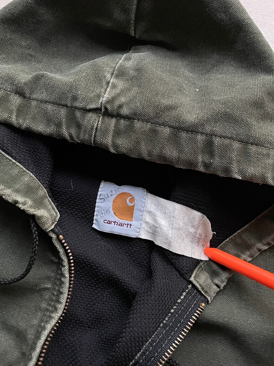 90s 칼하트 JR104 그린 액티브 자켓 OG 후드자켓 상품이미지3