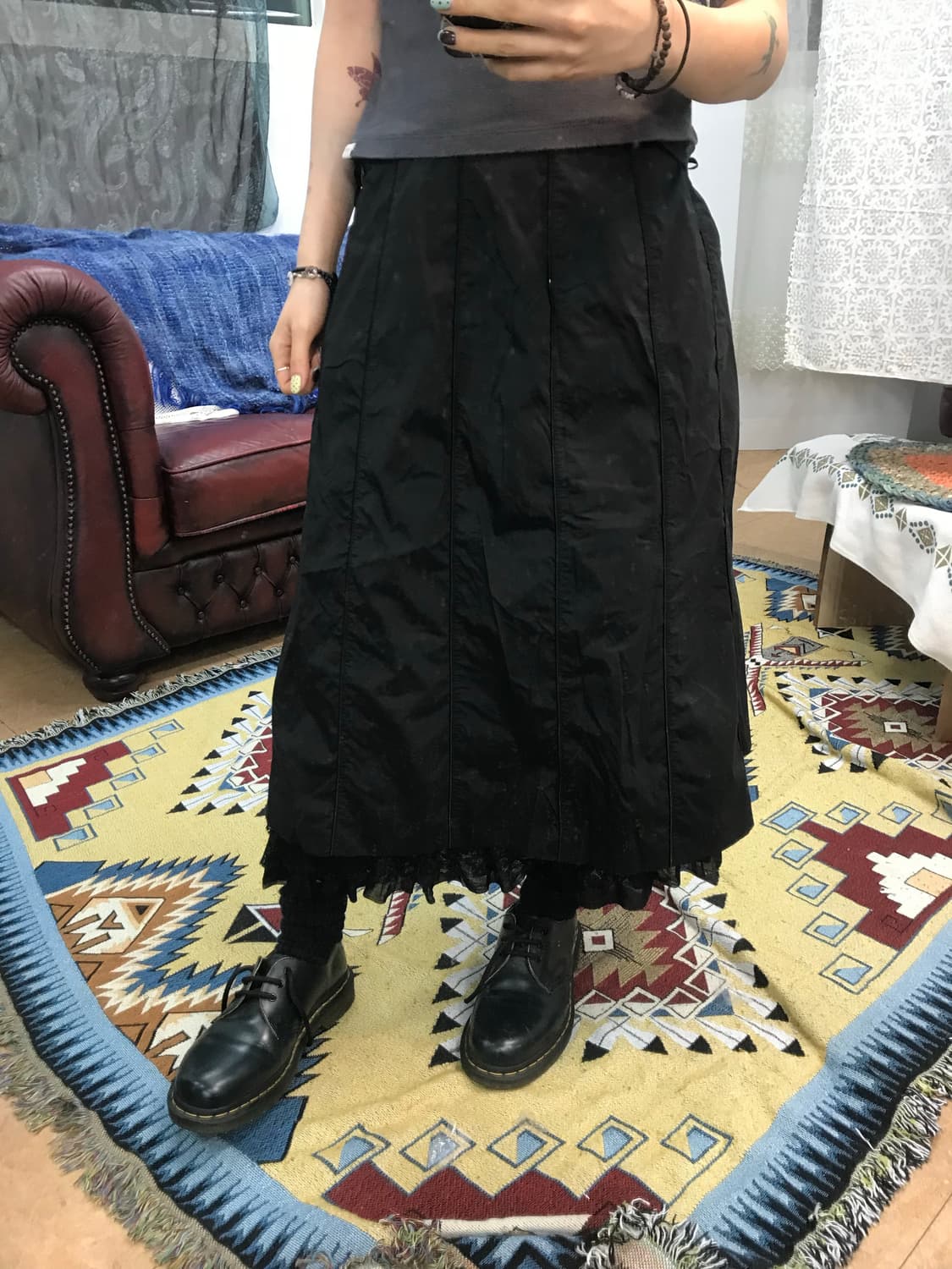 빈티지 여성 블랙 레이스 스커트  상품이미지1