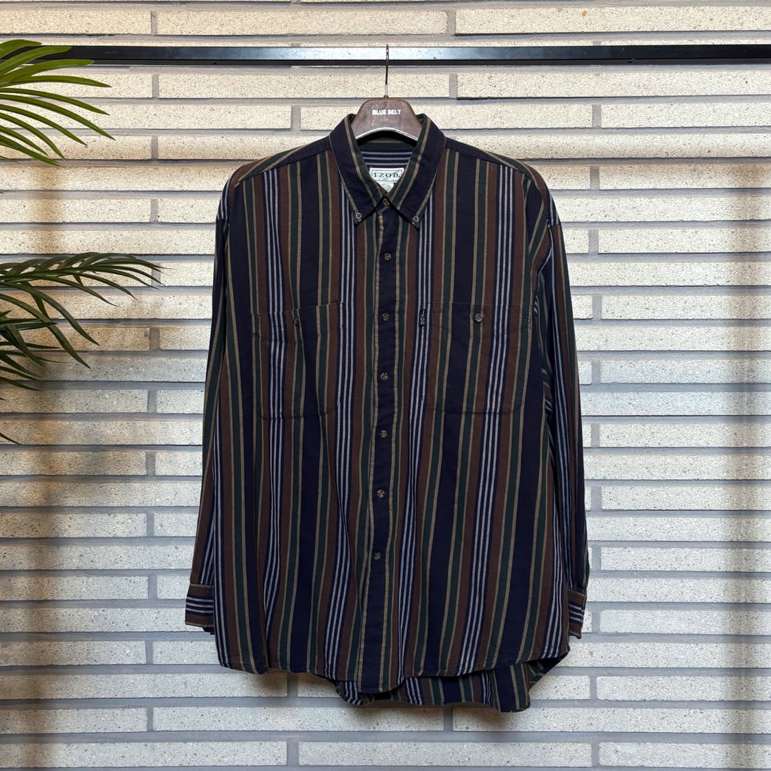 IZOD 아이조드 코튼 워시드 멀티라인 스트라이프 셔츠 3라인 디테일 상품이미지2