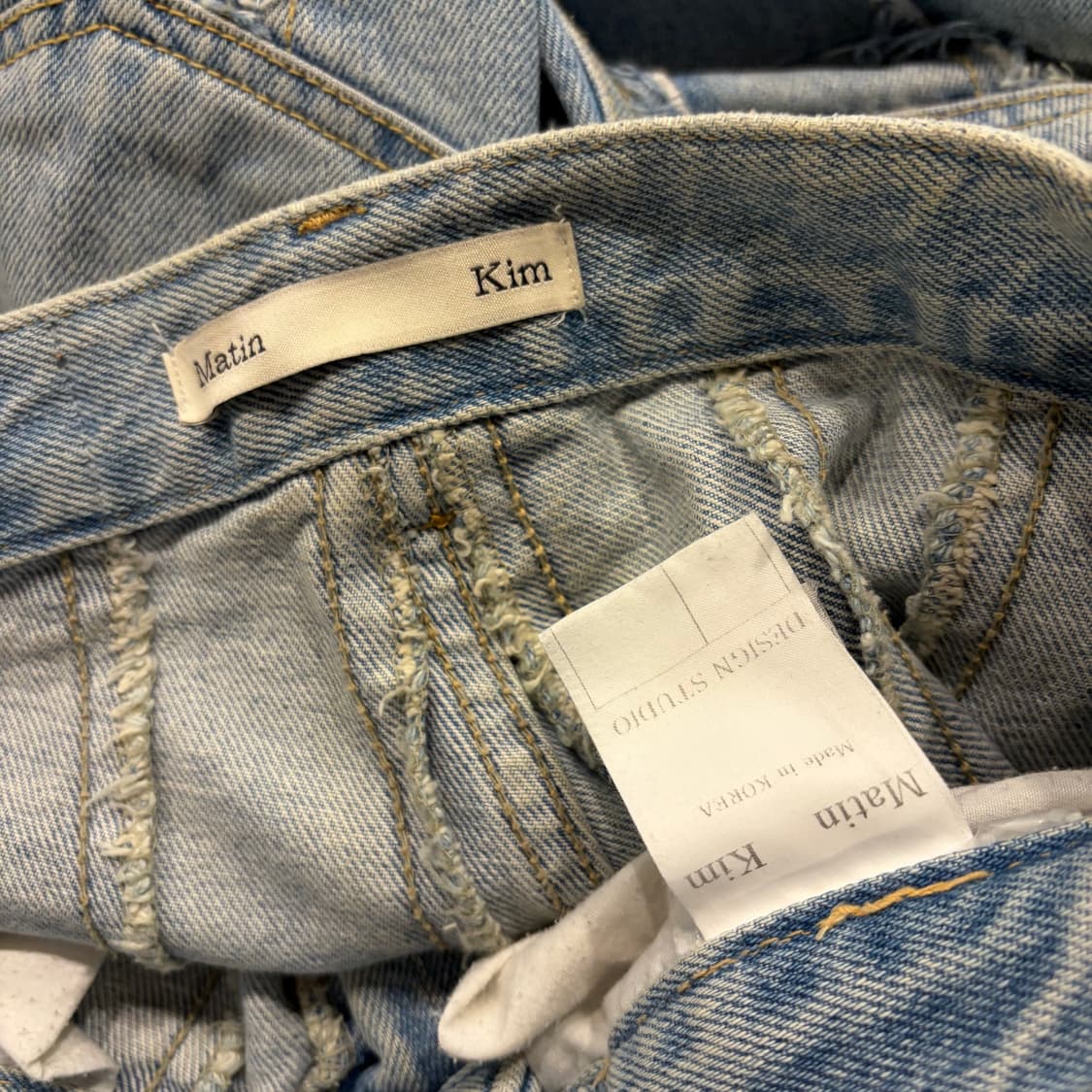 [S] 마뗑킴 커팅 루즈 빈티지 워싱 스트라이프 데님 팬츠 C680 상품이미지7