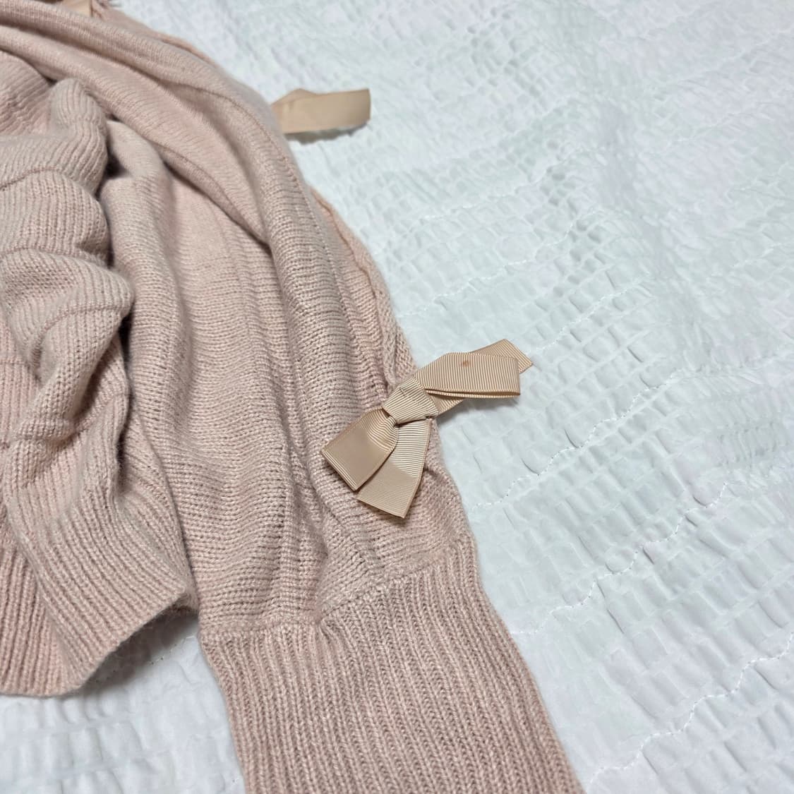 SHEIN)빈티지 핑크리본st 히메갸루 발레코어 가오리핏 긴팔니트 상품이미지9