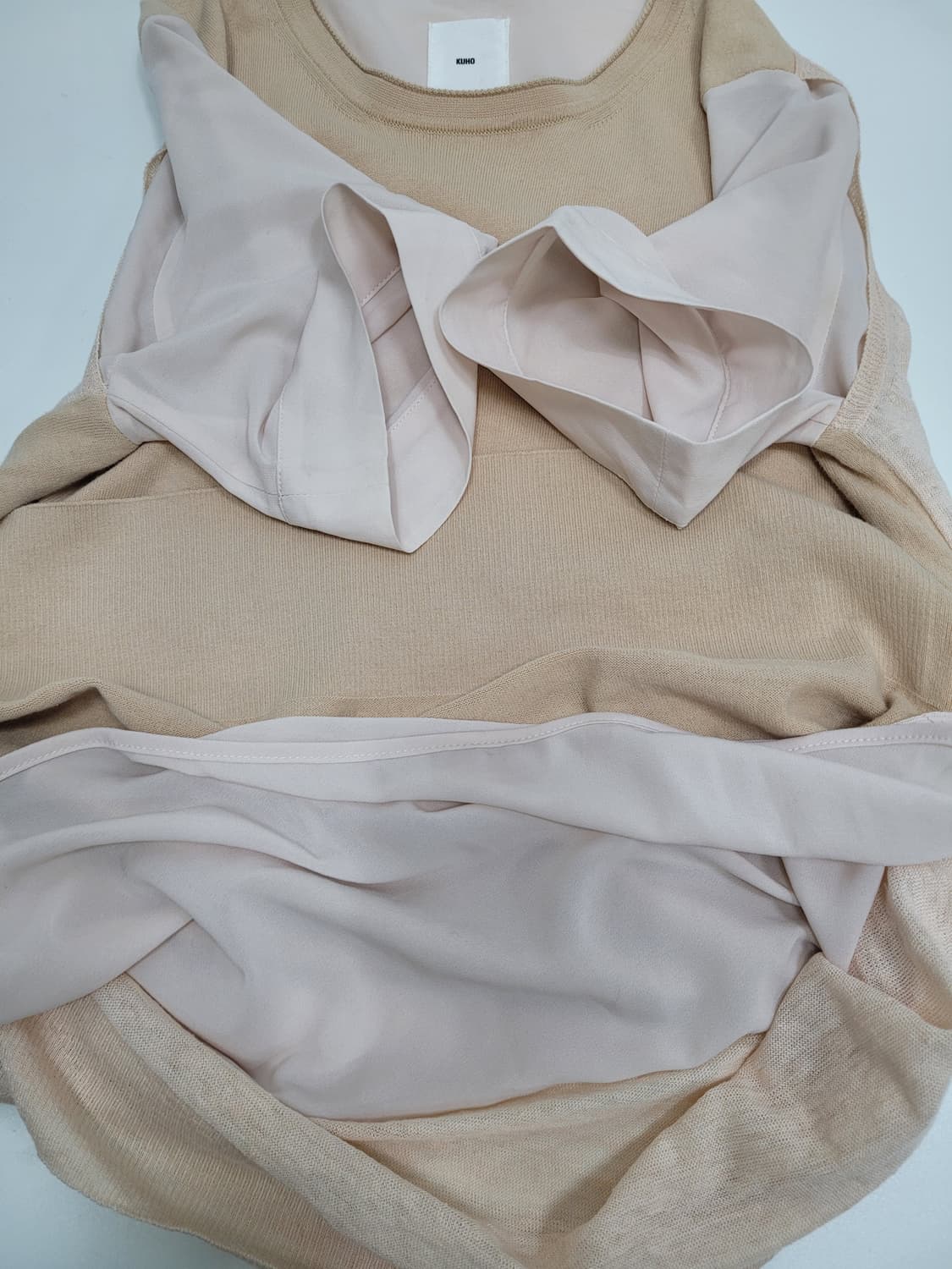 KUHO 구호 면 린넨 반팔 티셔츠 블라우스 / 여 85 아이보리
 상품이미지8