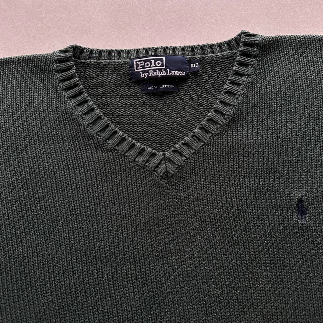 [L]폴로 랄프로렌 브이넥 딥그린 코튼 니트 상품이미지7