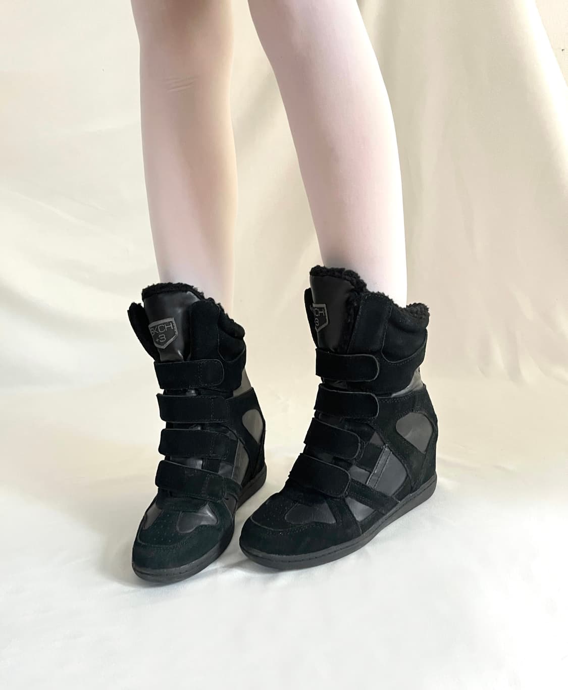 Skch 히든웨지힐 하이탑 미드 올블랙 상품이미지6