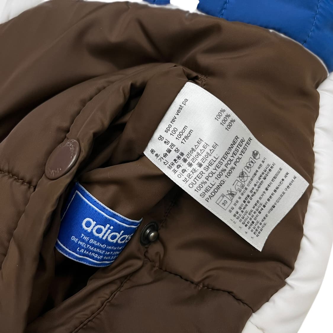 아디다스 화이트 브라운 리버시블 패딩조끼 100 상품이미지9