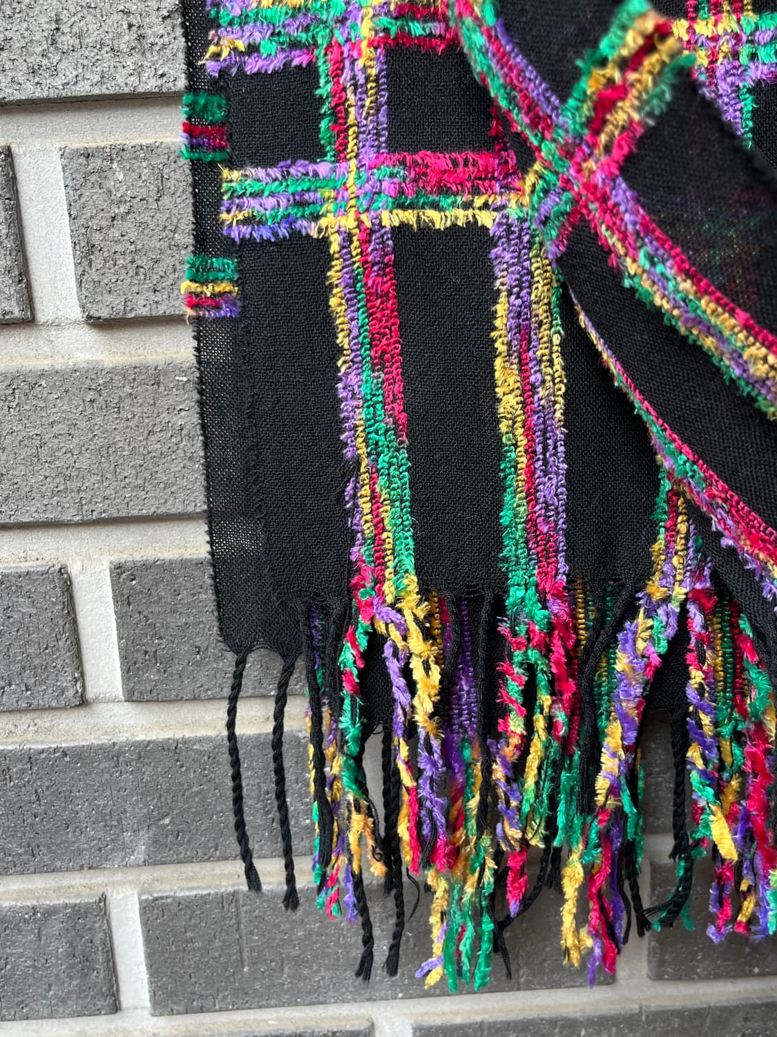 트위드 체크패턴 머플러 블랙 상품이미지3