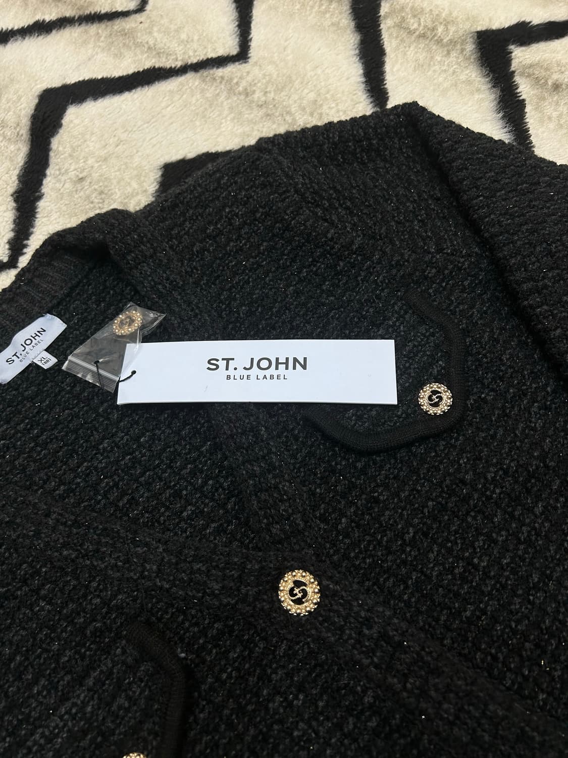 [XL]St.John 블루라벨 금장 트위드 니트 자켓/블랙 상품이미지1