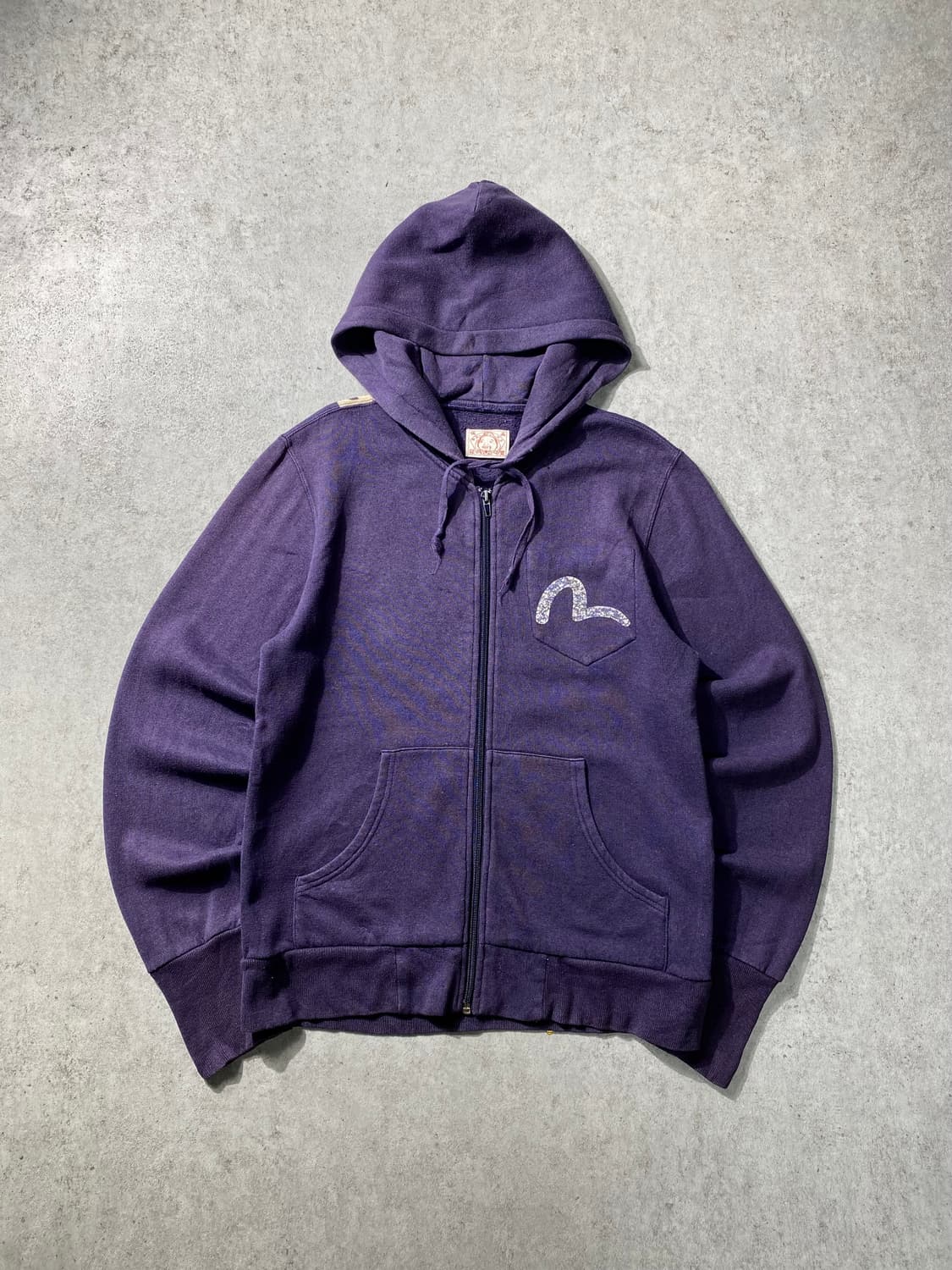 [S-M] Evisu 에비수 빈티지 페이딩 빅 프린트 후드집업 상품이미지2